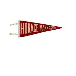 Vintage Horace Mann School Red Felt Pennant Mid Century Wall Decor